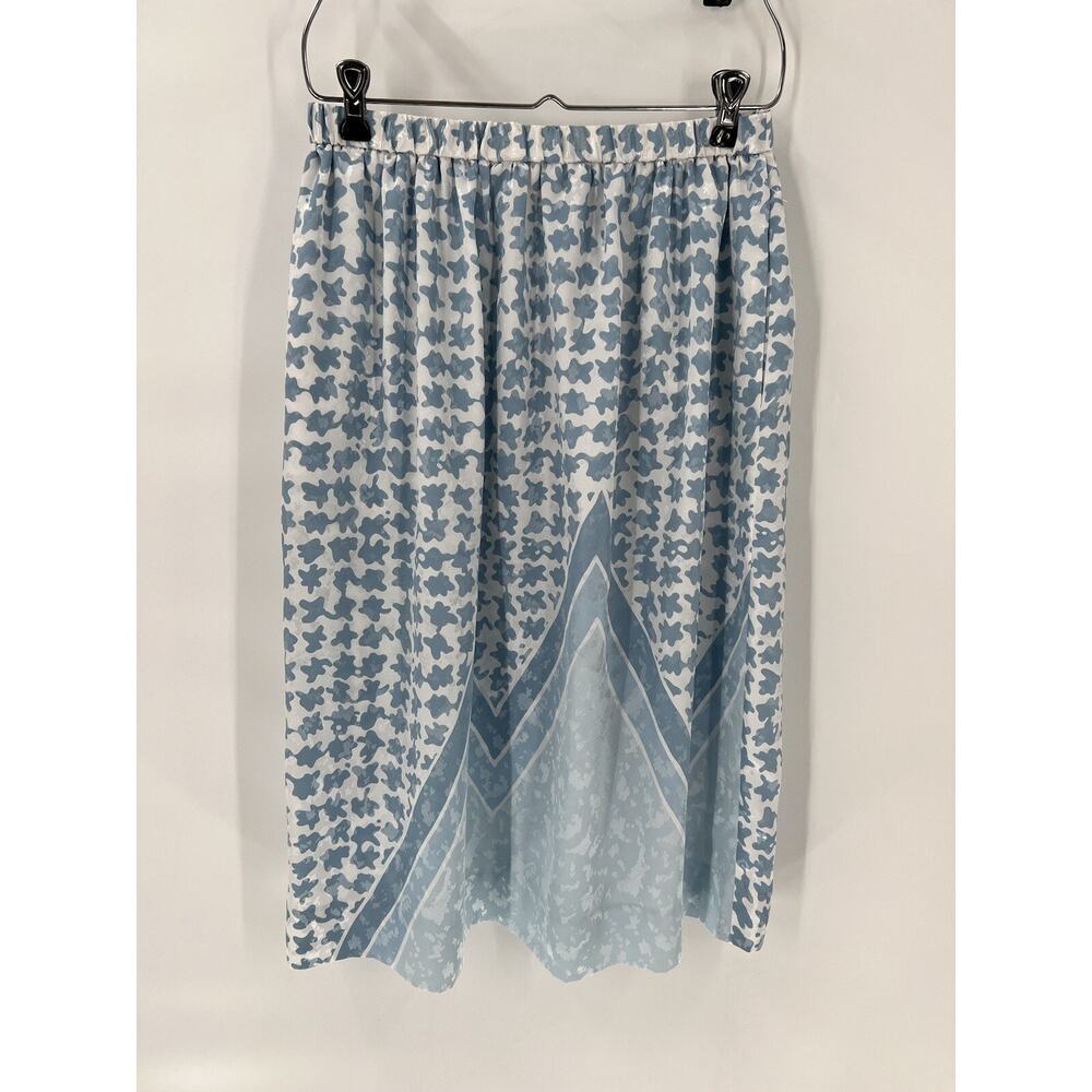 Brownstone Studio Vintage Skirt Womens 8 Blue White Satin Spotted Stripe Stretch